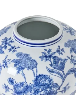 Wazon z pokrywką ALFARO Porcelana 46 cm Biały/ niebieski
