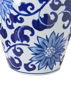 Wazon z pokrywką CUENCA Porcelana 36 cm Biały/ niebieski