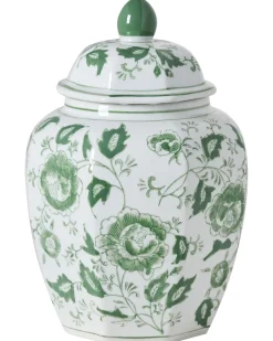 Wazon z pokrywką FERROL Porcelana 29 cm Biały/ zielony