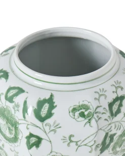 Wazon z pokrywką FERROL Porcelana 29 cm Biały/ zielony