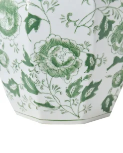 Wazon z pokrywką FERROL Porcelana 29 cm Biały/ zielony