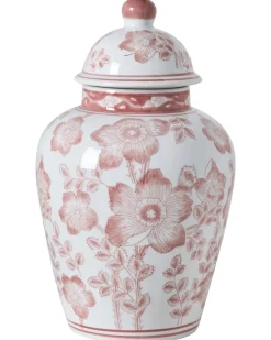 Wazon z pokrywką MOGUER Porcelana 36 cm Czerwony/ biały
