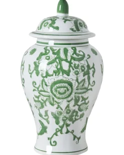 Wazon z pokrywką MONDRAGON Porcelana 37 cm Biały/ zielony