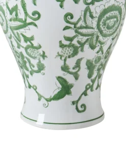Wazon z pokrywką MONDRAGON Porcelana 37 cm Biały/ zielony