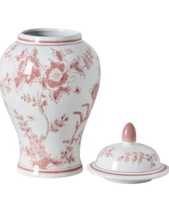 Wazon z pokrywką SEWILLA Porcelana 38 cm Czerwony/ biały