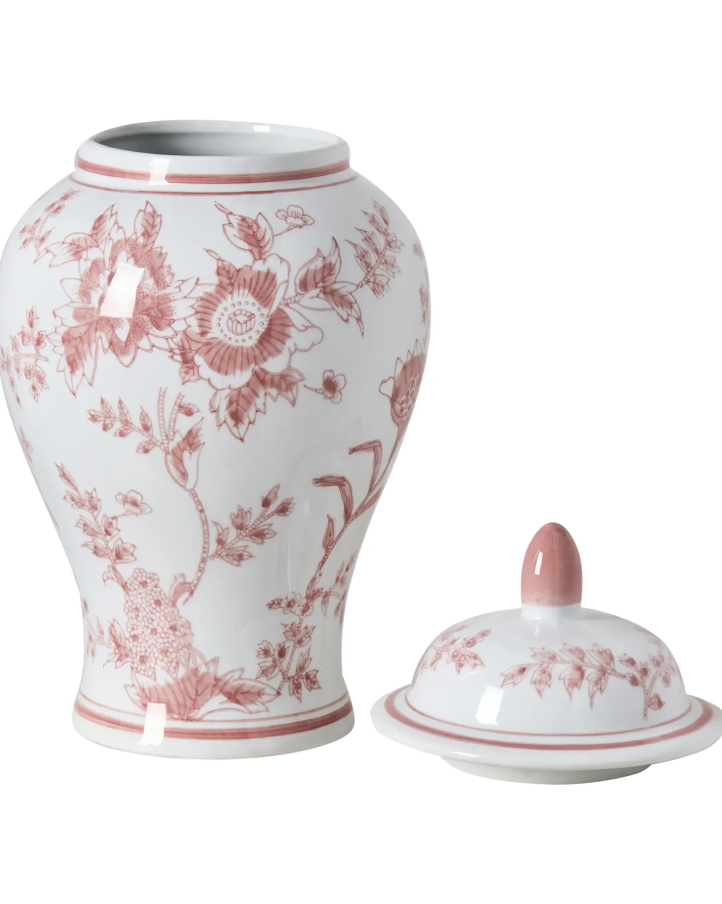 Wazon z pokrywką SEWILLA Porcelana 38 cm Czerwony/ biały