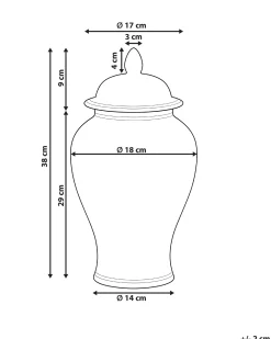Wazon z pokrywką SEWILLA Porcelana 38 cm Czerwony/ biały