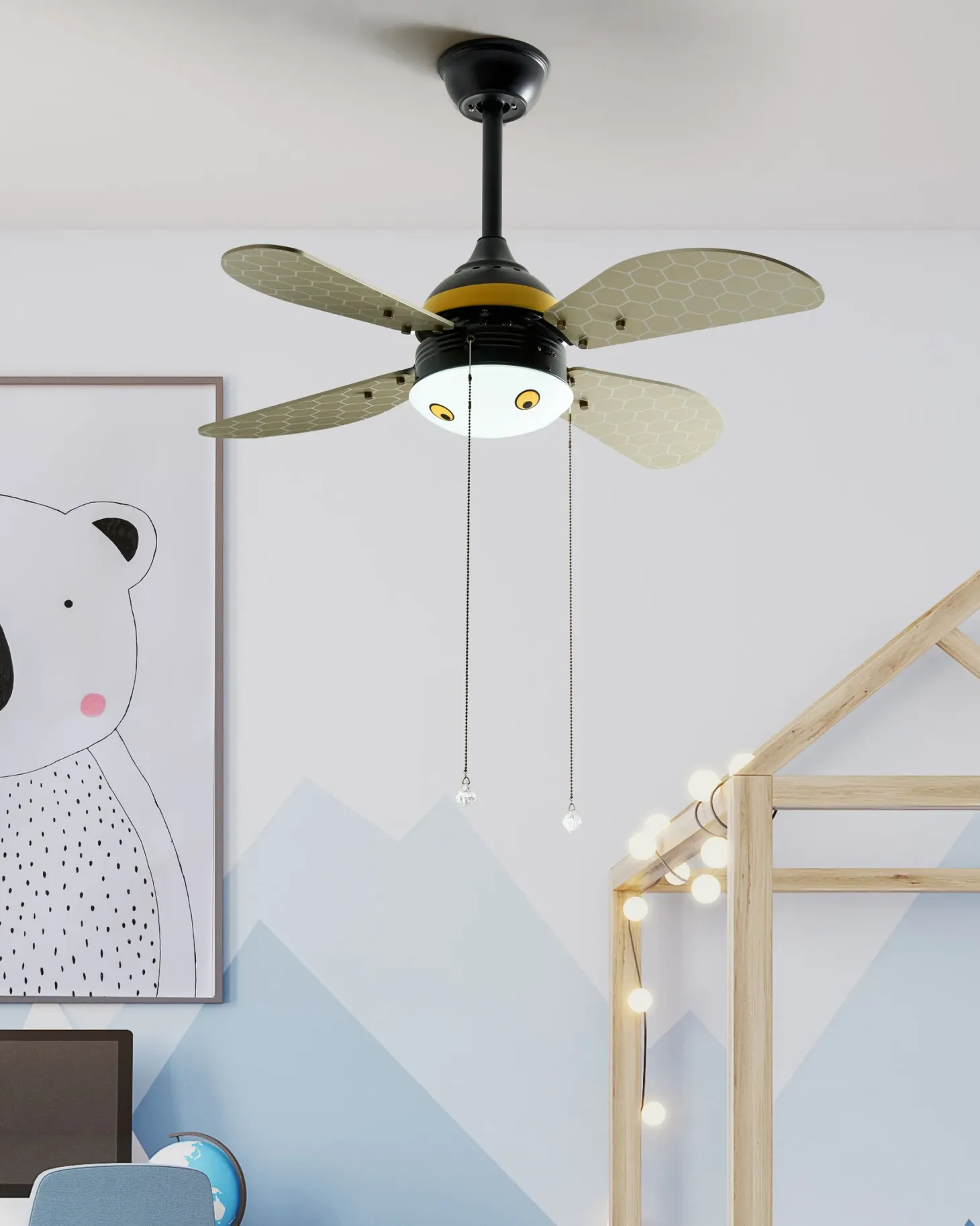 Wentylator sufitowy z lampą DOLORES LED Żółty