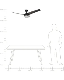 Wentylator sufitowy z lampą JIBOA Z pilotem Czarny