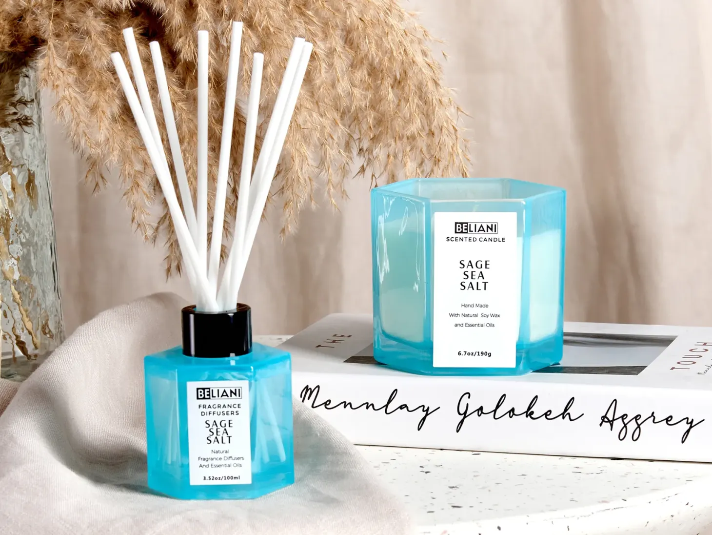 Świeczka zapachowa z patyczkami zapachowymi CLASSY TINT Wosk sojowy Świeże nuty