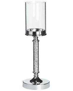 Świecznik ABBEVILLE Szkło 41 cm Srebrny