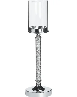 Świecznik ABBEVILLE Szkło 48 cm Srebrny