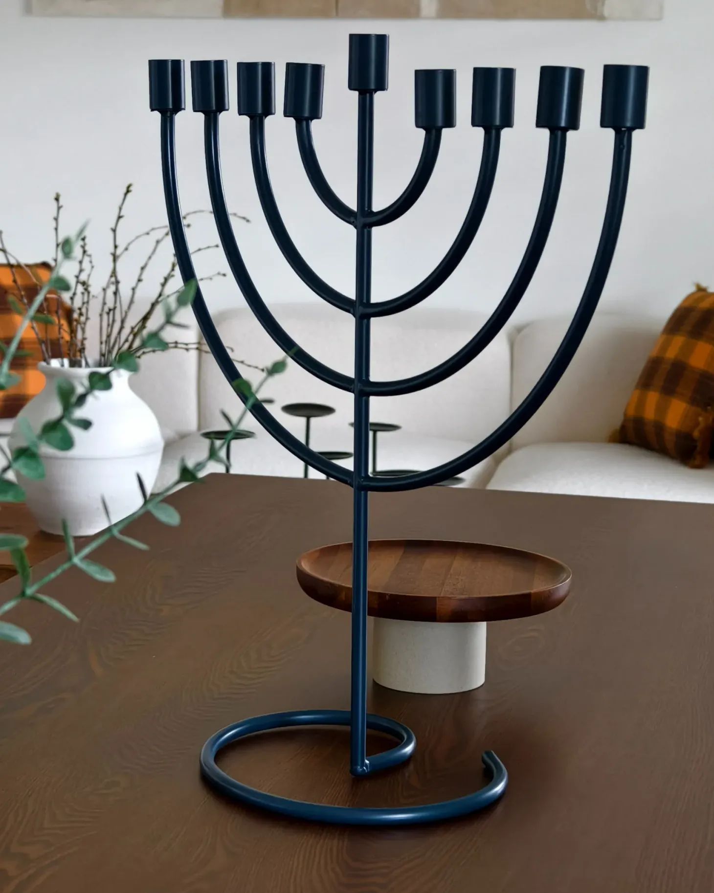 Świecznik AMORA Metal 50 cm Niebieski