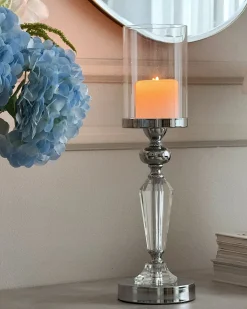 Świecznik BONAO Szkło 42 cm Srebrny