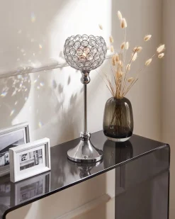 Świecznik ESTERNAY Metal 27 cm Srebrny