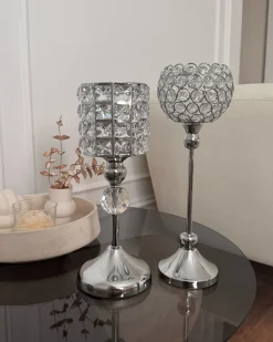 Świecznik ESTERNAY Metal 27 cm Srebrny