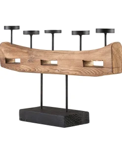 Świecznik GUATEMALA Drewno sosnowe 36 cm Brązowy