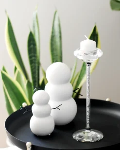 Świecznik KOFI Szkło 23 cm Srebrny