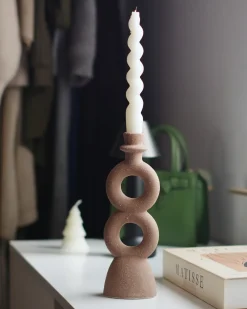 Świecznik NAOUSA Ceramika 23 cm Beżowy