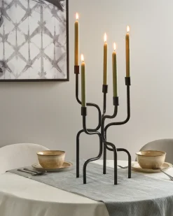 Świecznik PORRTELA Metal 50 cm Czarny