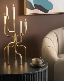 Świecznik PORRTELA Metal 50 cm Złoty