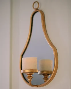Świecznik wiszący BAZARNES Metal 45 cm Złoty