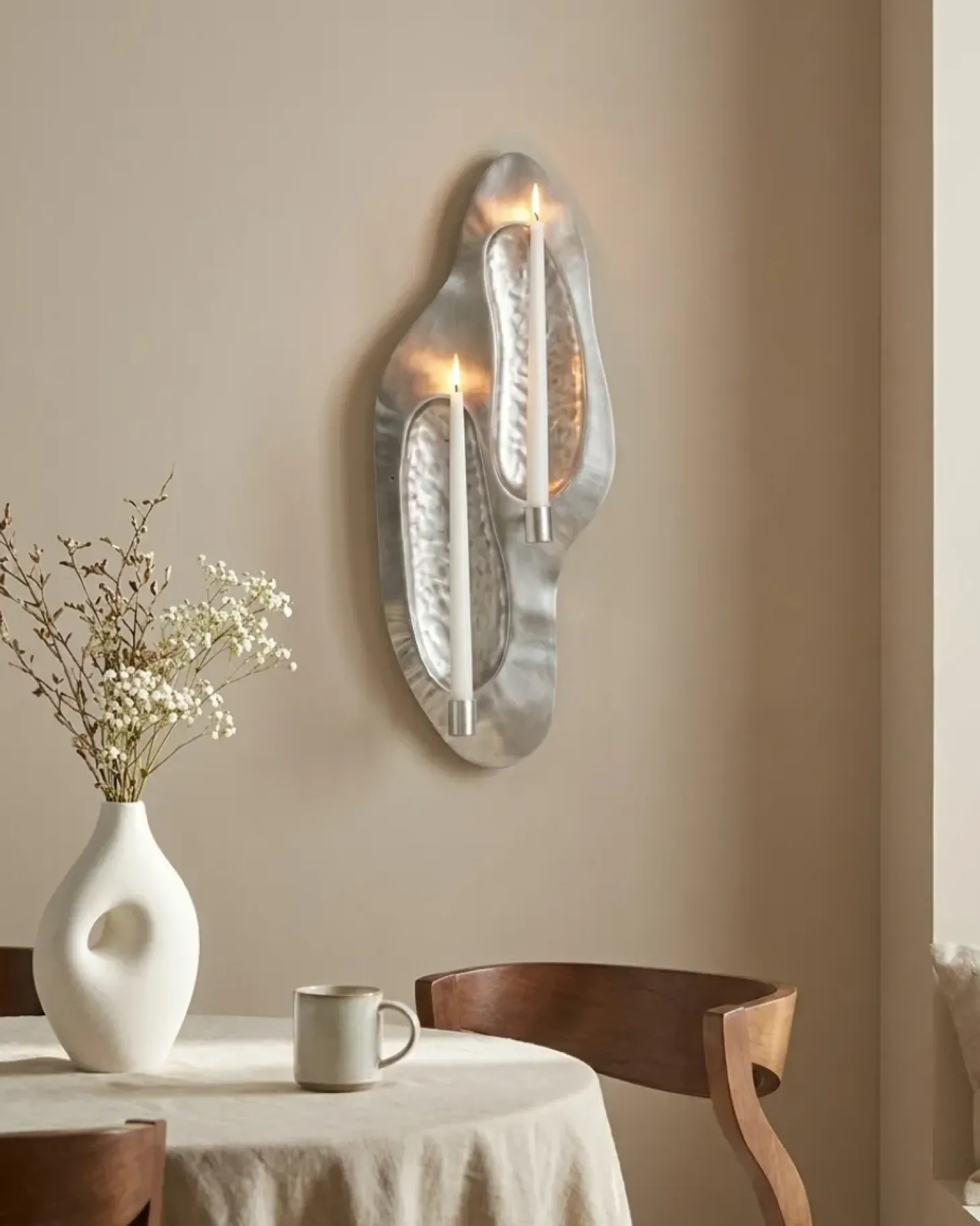 Świecznik wiszący PENICHE Metal 60 cm Srebrny