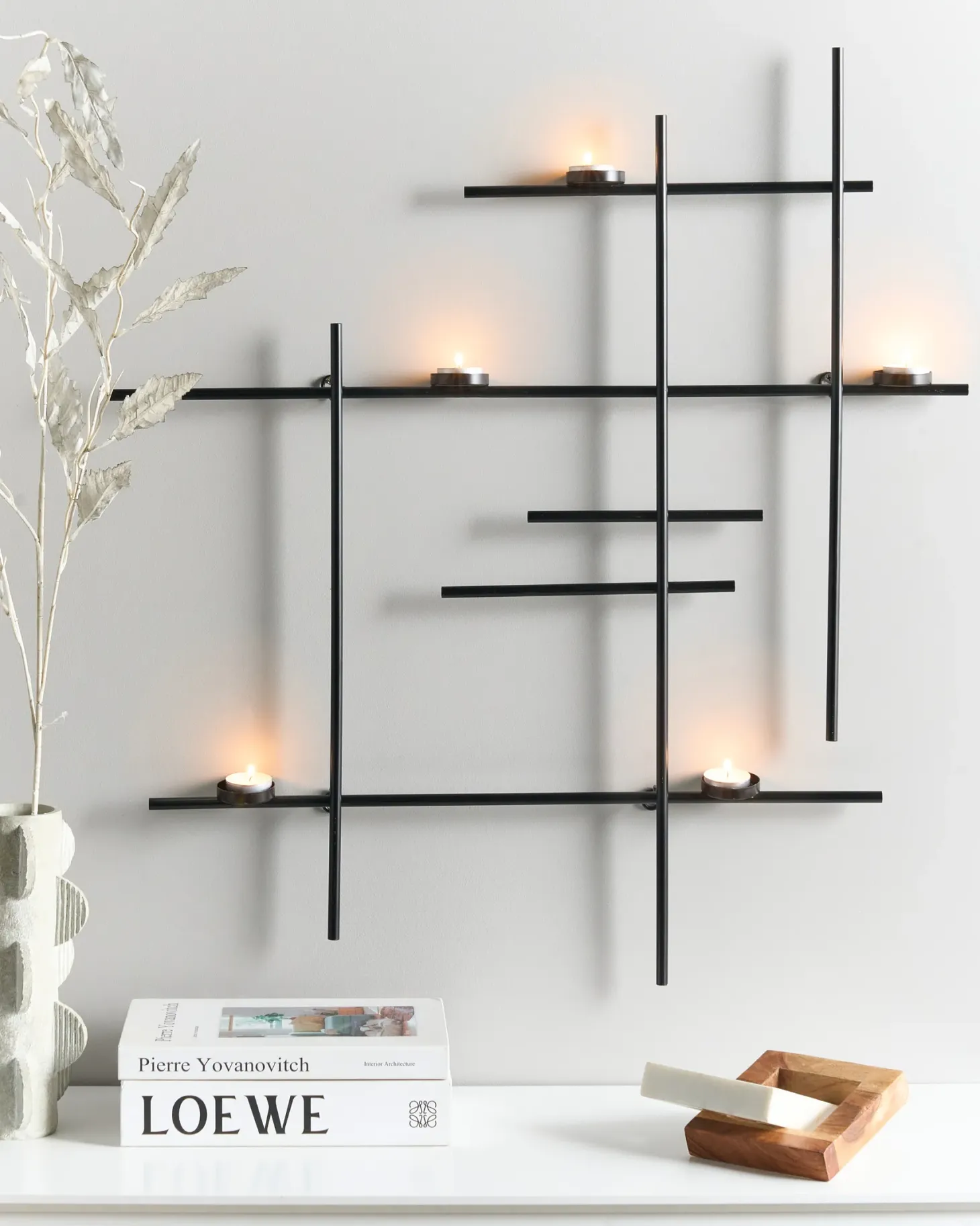 Świecznik wiszący PORTO 74 cm Czarny
