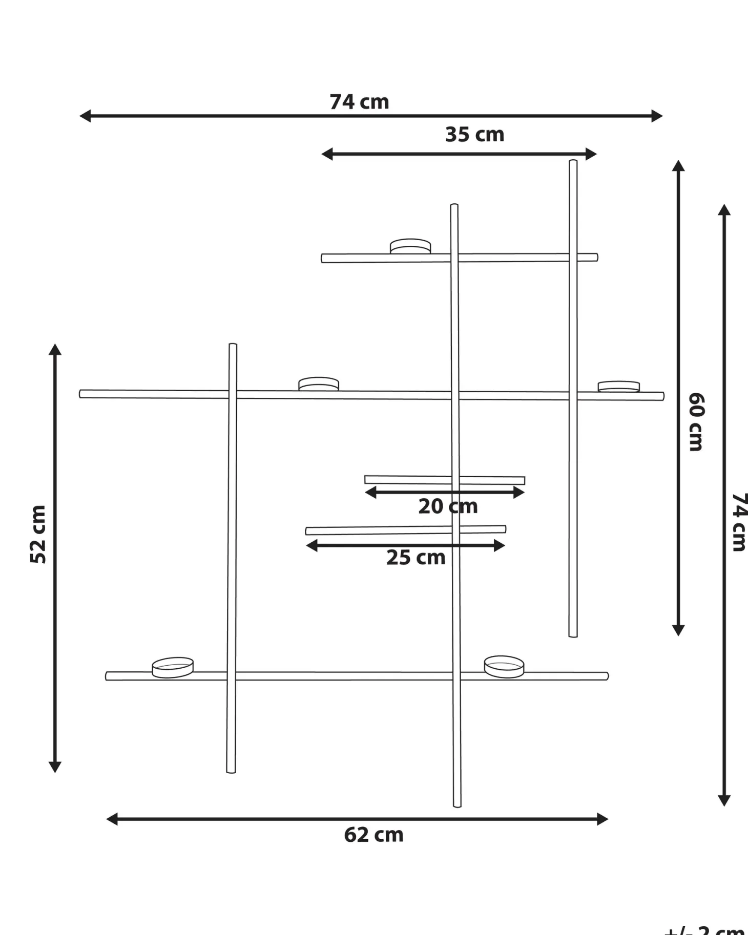 Świecznik wiszący PORTO 74 cm Czarny