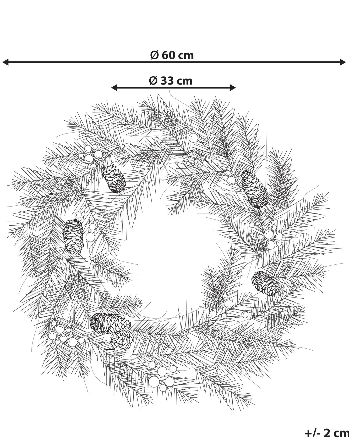 Wieniec świąteczny LED ELBRUS Zielony 60 cm