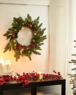 Wieniec świąteczny LED WHITEHORN Ciemnozielony 50 cm