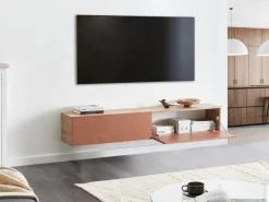 Clearance Wisząca szafka RTV GLADSTONE Czerwony Szafki Rtv|Wszystko Do Przechowywania