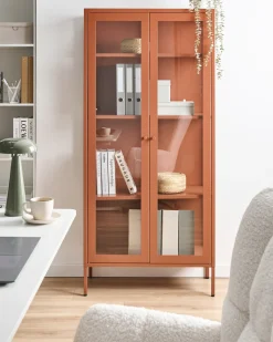 Outlet Witryna ze szklaną gablotą HARTY Metal 80 cm Złoty brąz Wszystko Do Przechowywania W Kuchni|Wszystko Do Przechowywania