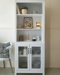 Discount Witryna ze szklaną gablotą LUSBY 75 cm Wszystko Do Przechowywania W Kuchni|Wszystko Do Przechowywania