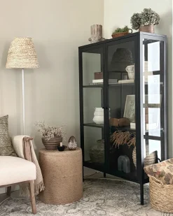 Clearance Witryna ze szklaną gablotą NASH Metal 90 cm Wszystko Do Przechowywania W Kuchni|Wszystko Do Przechowywania