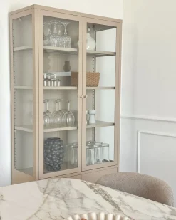 Clearance Witryna ze szklaną gablotą OXTED Metal 80 cm Wszystko Do Przechowywania W Kuchni|Wszystko Do Przechowywania