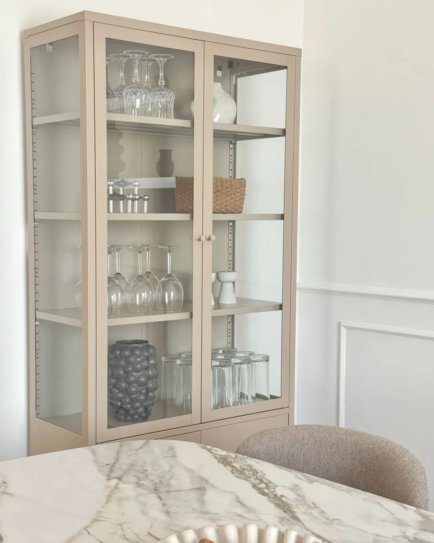 Clearance Witryna ze szklaną gablotą OXTED Metal 80 cm Wszystko Do Przechowywania W Kuchni|Wszystko Do Przechowywania