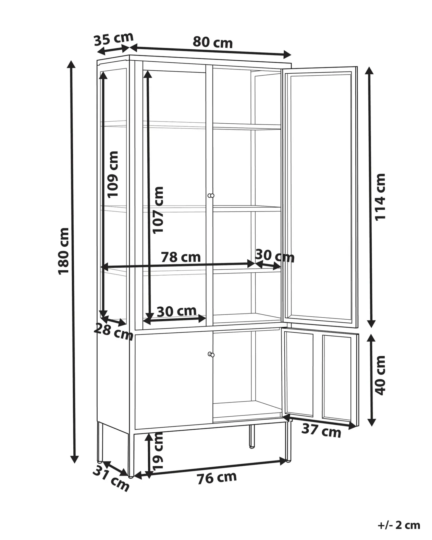 Clearance Witryna ze szklaną gablotą OXTED Metal 80 cm Wszystko Do Przechowywania W Kuchni|Wszystko Do Przechowywania