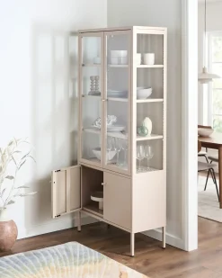 Clearance Witryna ze szklaną gablotą OXTED Metal 80 cm Wszystko Do Przechowywania W Kuchni|Wszystko Do Przechowywania