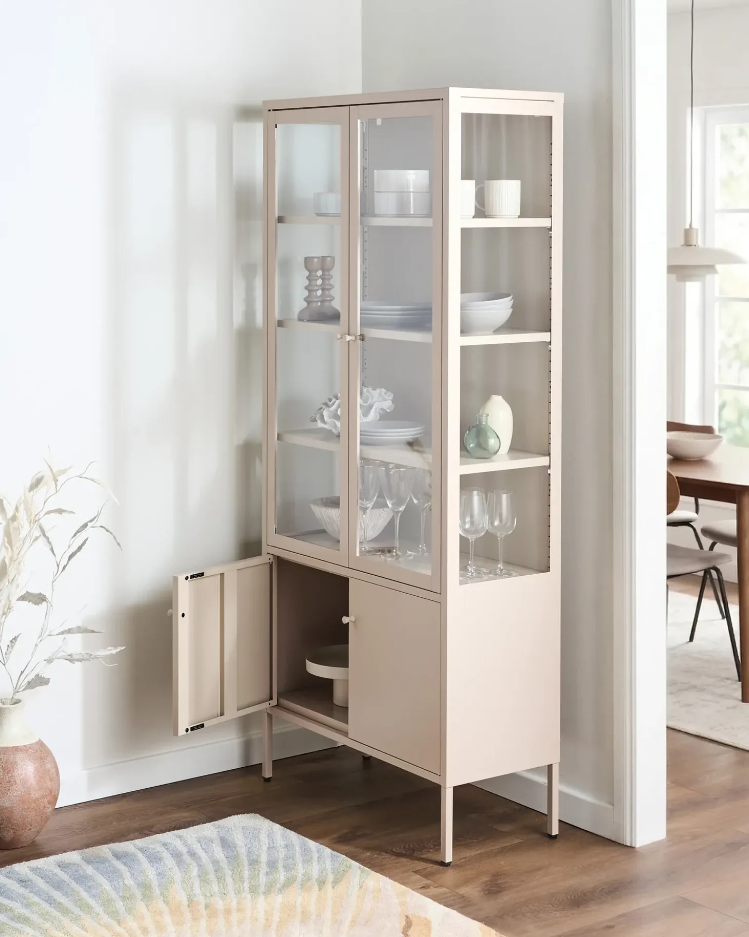 Clearance Witryna ze szklaną gablotą OXTED Metal 80 cm Wszystko Do Przechowywania W Kuchni|Wszystko Do Przechowywania