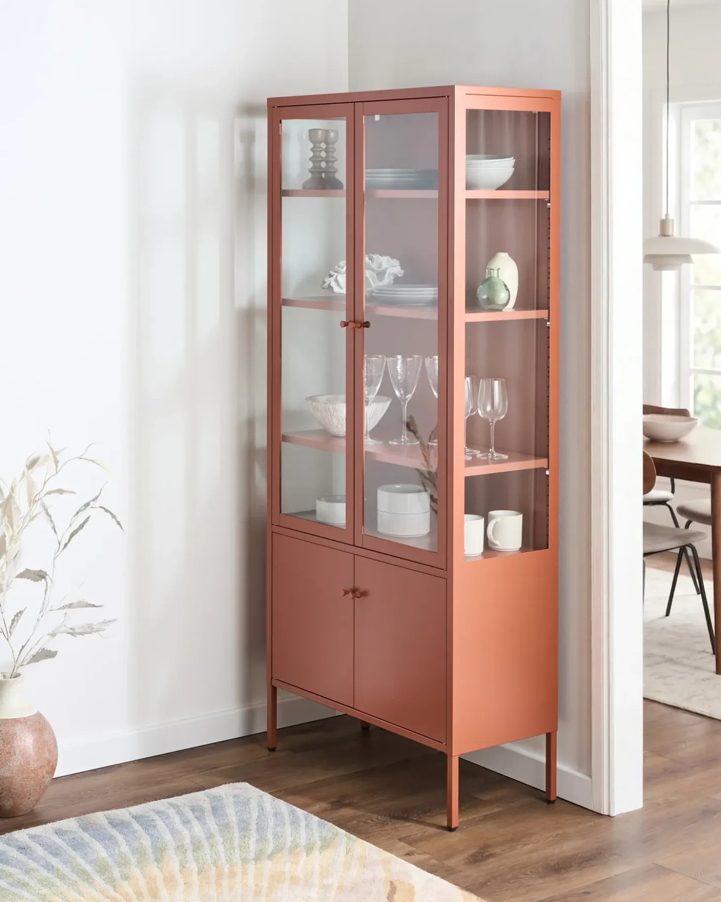 Online Witryna ze szklaną gablotą OXTED Metal 80 cm Złoty brąz Wszystko Do Przechowywania W Kuchni|Wszystko Do Przechowywania