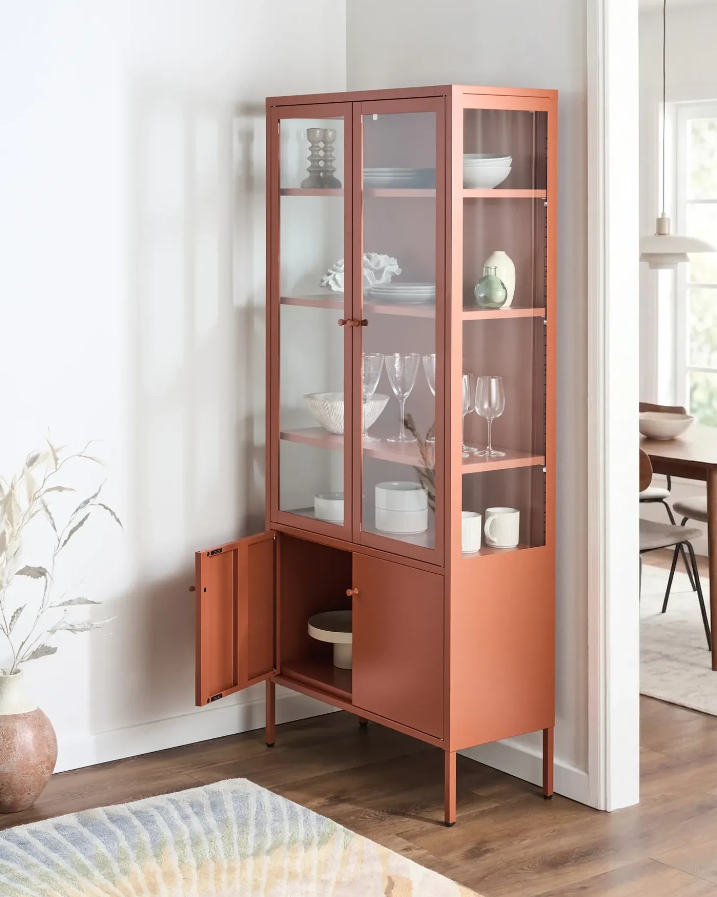 Online Witryna ze szklaną gablotą OXTED Metal 80 cm Złoty brąz Wszystko Do Przechowywania W Kuchni|Wszystko Do Przechowywania