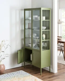 New Witryna ze szklaną gablotą OXTED Metal 80 cm Wszystko Do Przechowywania W Kuchni|Wszystko Do Przechowywania