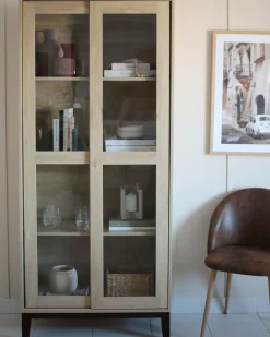 Discount Witryna ze szklaną gablotą RUMSON 80 cm Jasno Wszystko Do Przechowywania W Kuchni|Wszystko Do Przechowywania