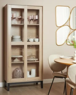 Discount Witryna ze szklaną gablotą RUMSON 80 cm Jasno Wszystko Do Przechowywania W Kuchni|Wszystko Do Przechowywania