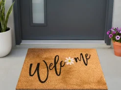 Wycieraczka CALIBATO Naturalny 60 x 90 cm Napis Włókno kokosowe