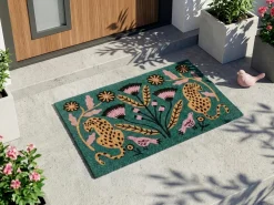 Wycieraczka NAKNEK Kolorowy 50 x 80 cm Kot Ptak Kwiat Włókno kokosowe