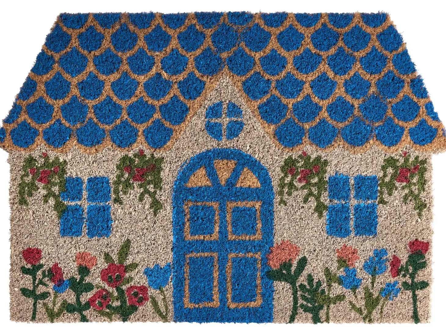 Wycieraczka ROSARIO Niebieski 60 x 90 cm Domek Włókno kokosowe