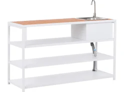 Wyspa kuchenna ogrodowa ze zlewem AVETRANA Brązowy/ biały Metal