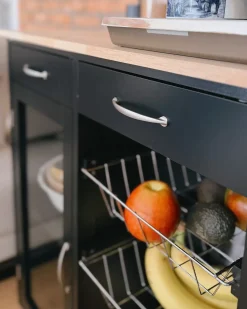 Hot Wózek kuchenny BOVES Czarny Wszystko Do Przechowywania W Kuchni|Wózki Kuchenne